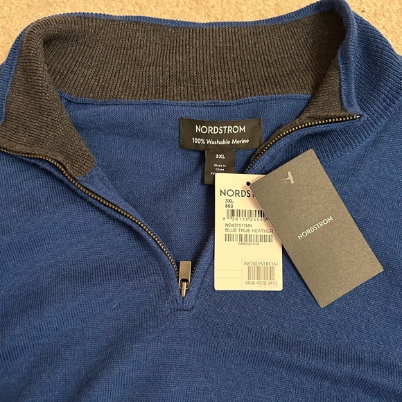 Nordstrom Merino Wool Blue Zip Up Sweater Size 3XL - Picture 2 of 3